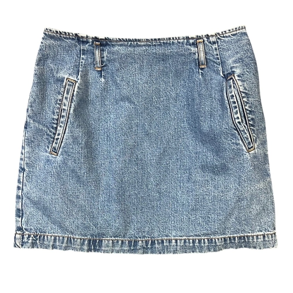 Vintage Guess Jeans Denim Skirt Size 30 Blue 90s Made in USA Zip Mini Pockets XS